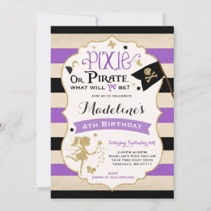 Pixie Et Pirate Invitation D'Anniversaire Pirate F