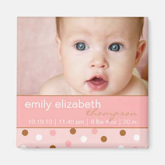 Pixie Pink Pois Baby Girl Photo Magnet