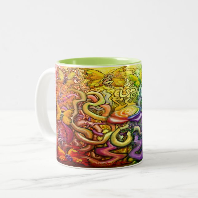 Pixies Arc-en-ciel Mug à café à deux tons (Devant gauche)