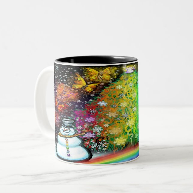 Pixies Arc-en-ciel Mug à café à deux tons (Devant gauche)