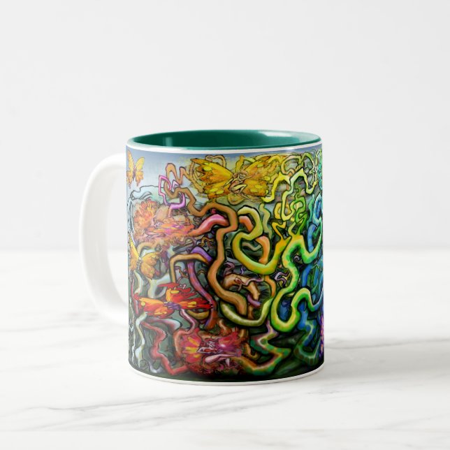 Pixies Arc-en-ciel Mug à café à deux tons (Devant gauche)