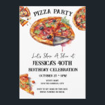 Pizza 40th Birthday Party Invitation<br><div class="desc">invitations à pizza watercolor party. Tout le texte est ajustable et facile à changer pour vos besoins de partie. Invitations de fête d'anniversaire pour adultes,  invitations de téléchargement imprimable,  idées de fête pour adultes décontracté moderne et simple.</div>