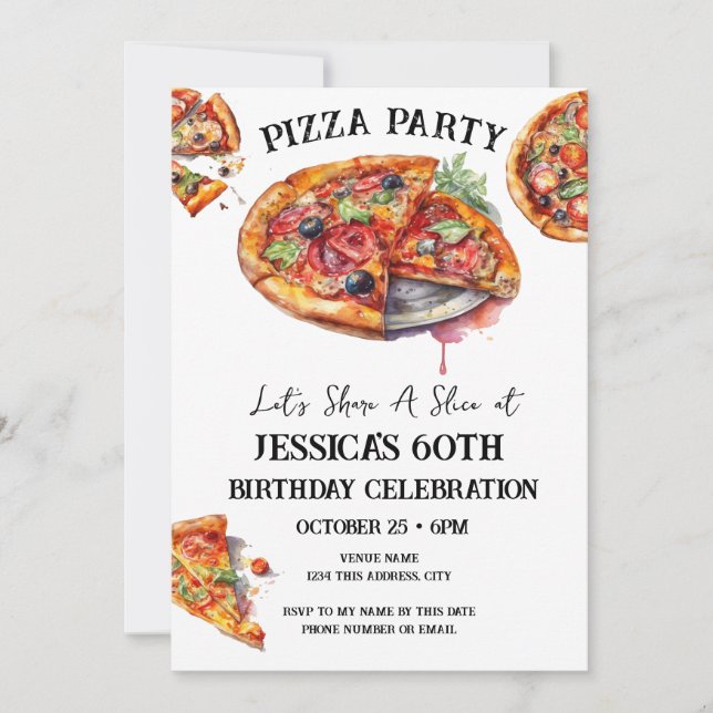Pizza 60e Anniversaire Fête Invitation (Devant)
