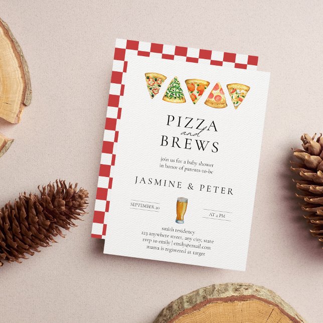 Pizza and Brews Co Ed Baby shower Invitation (Créateur téléchargé)