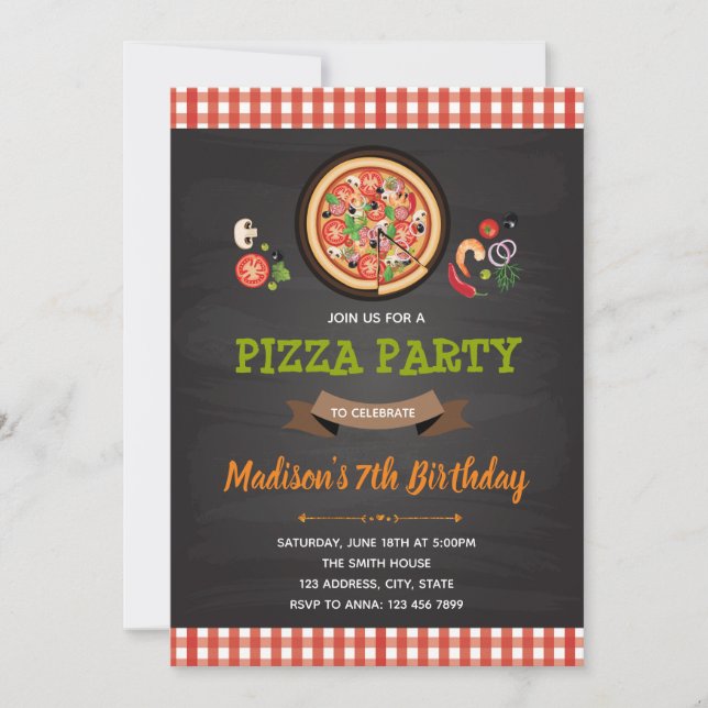 Pizza anniversaire de douche invitation (Devant)