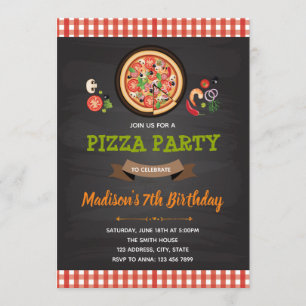 Pizza anniversaire de douche invitation