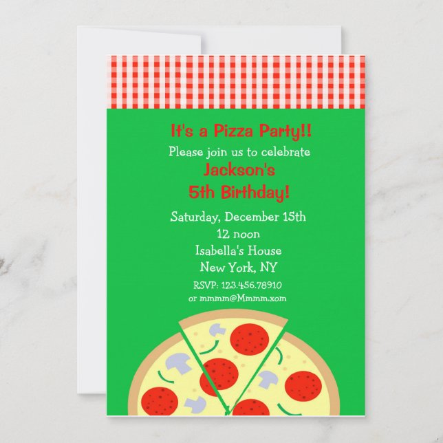 Pizza Anniversaire Invitations (Devant)