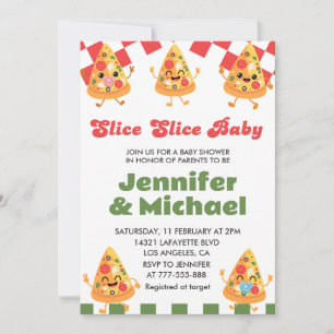 Pizza Baby Douche Invitations Slice Slice Baby