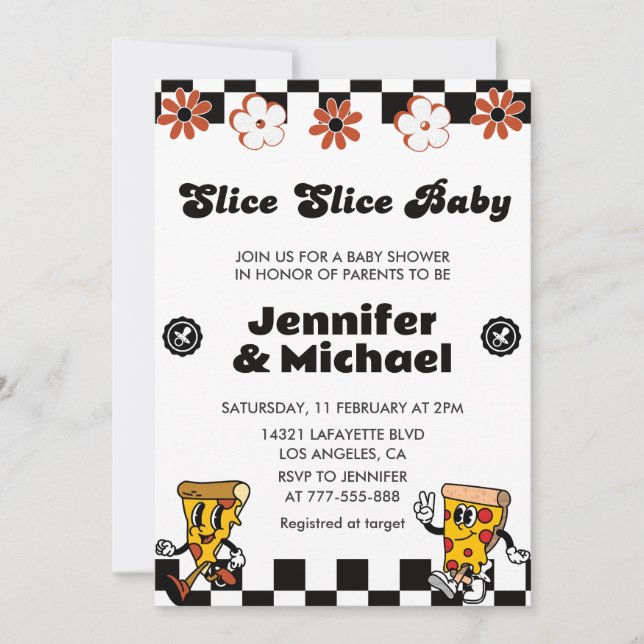 Pizza Baby Douche Invitations Slice Slice Baby (Devant)