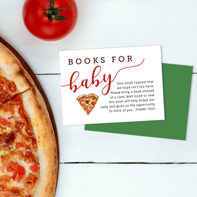 Pizza Baby shower Demande de carte - Livres pour B (Books for Baby Insert)