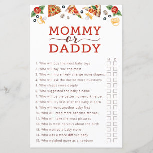 Pizza Baby shower Jeu - Maman ou Papa Guesser G