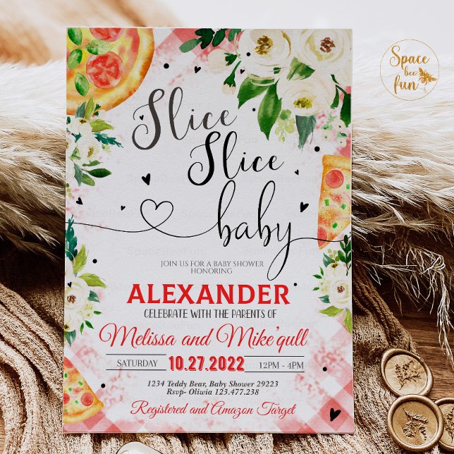 Pizza BBQ Baby shower invitation Slice Slice Baby (Créateur téléchargé)