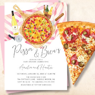 Pizza & Brew Couples Baby shower Invitation fille