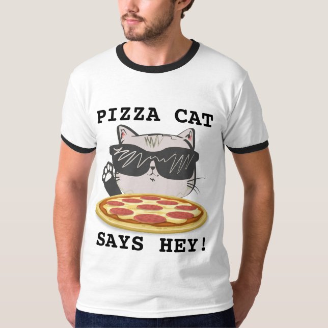 PIZZA CAT DIT HEY ! T-shirts amusants (Devant)