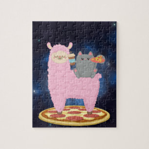 Pizza Cat Space Cat Riding Llama puzzle puzzle