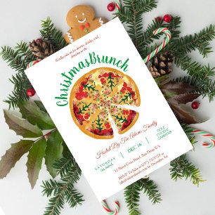 Pizza Christmas Brunch Invitation