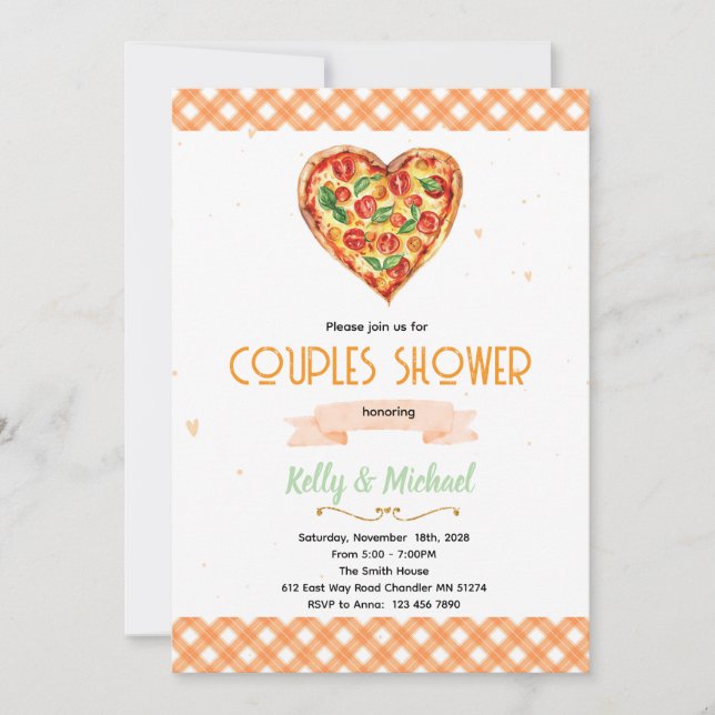 Pizza Couples Bridal Shower Invitation (Devant)