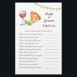 Pizza et Fête des mariées de vin Jeux Trivia<br><div class="desc">Thème "Pizza and love" Douche nuptiale Trivia jeu avec jolie valise et globe aquarelle peinte à la main. Personnalisez le dos de la carte avec le nom de la mariée et la date de la douche.</div>