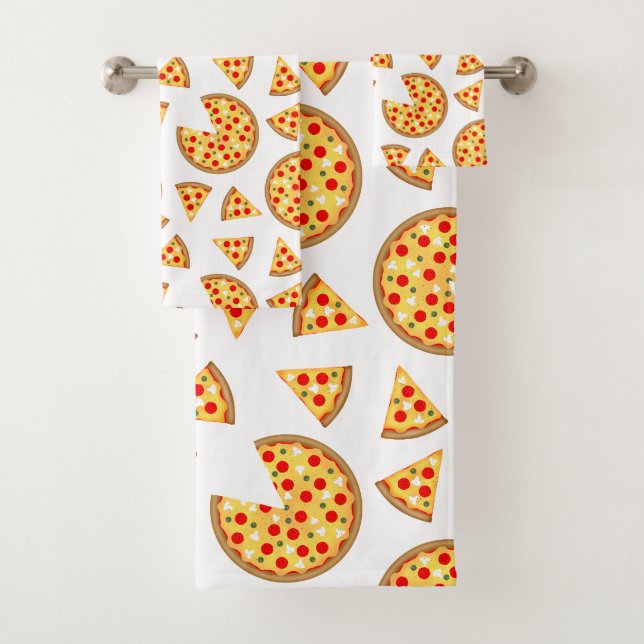 Pizza et tranches de cool motif sur blanc (En situation)