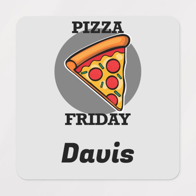Pizza Friday Design - Petit Étiquette Carré (Design 1)
