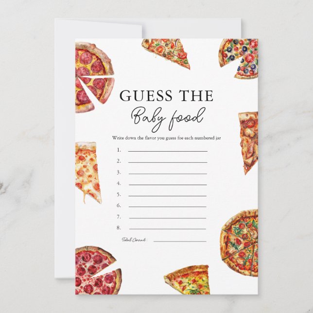 Pizza Guess the Baby Food Baby shower Carte de jeu (Devant)