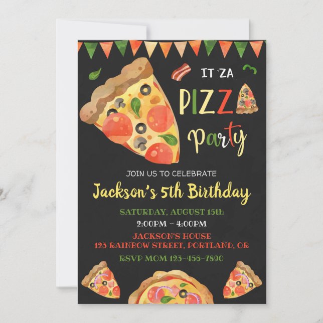 Pizza invitation anniversaire soirée italienne (Devant)