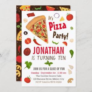 Pizza  Invitation d'anniversaire