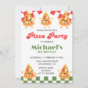 Pizza Invitation d'anniversaire Modern Kids Pizza