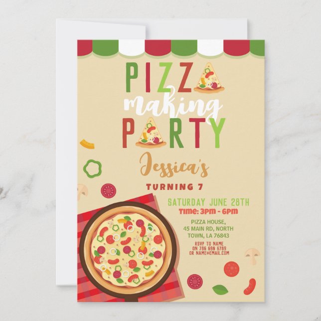 Pizza Making Party Anniversaire Invitation (Devant)