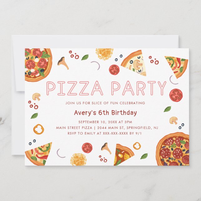 Pizza moderne chaque année Anniversaire Invitation (Devant)