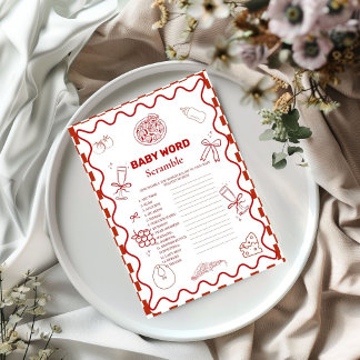 Pizza Mot spécial scramble baby shower carte de je