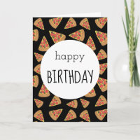 Pizza Party Anniversaire Carte Noir
