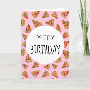 Pizza Party Anniversaire Carte rose
