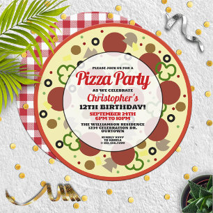 Pizza Party Anniversaire de fête Invitation