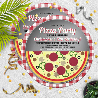 Pizza Party Anniversaire de fête Invitation