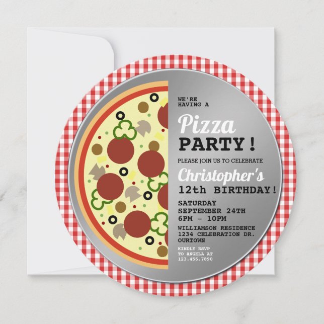 Pizza Party Anniversaire de fête Invitation (Devant)