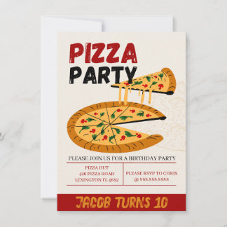 Pizza Party Anniversaire Invitation