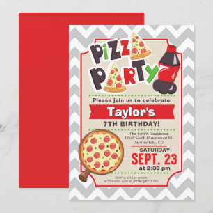 Pizza Party Anniversaire Invitation