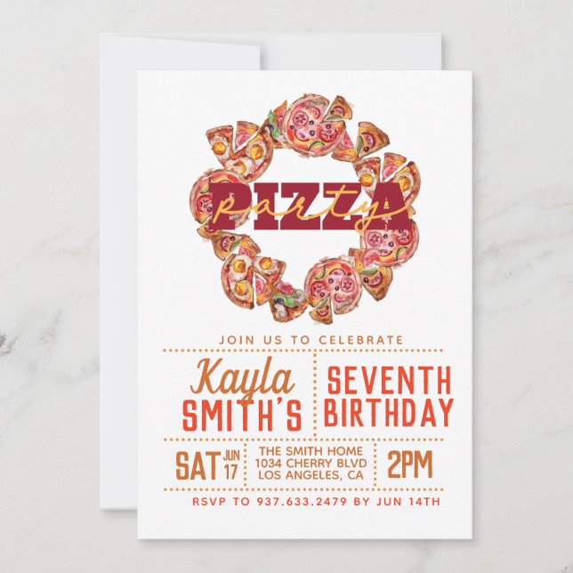 Pizza Party Anniversaire Invitation (Devant)