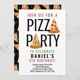 Pizza Party Anniversaire Invitation