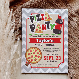 Pizza Party Anniversaire Invitation