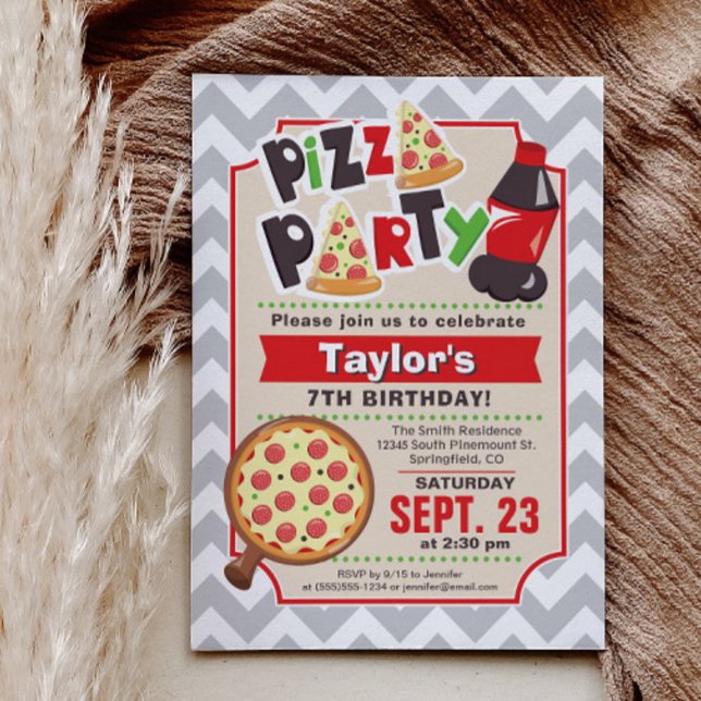 Pizza Party Anniversaire Invitation (Créateur téléchargé)