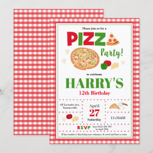 Pizza Party Anniversaire Invitation Garçons Restau