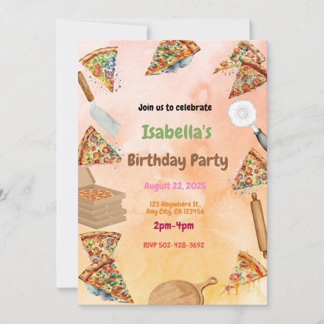 Pizza Party Bash : Amusant Anniversaire Invitation (Devant)