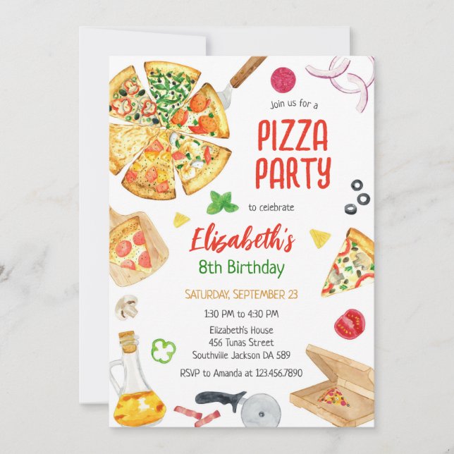 Pizza Party Birthday Invitation (Devant)