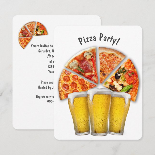 Pizza Party et invitation à la bière (Devant / Derrière)