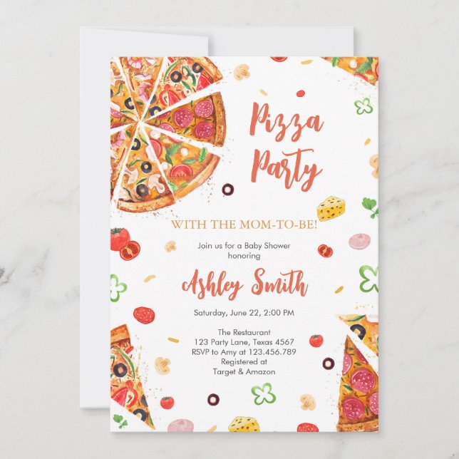 Pizza Party Invitation Pizza Birthday Party (Devant)