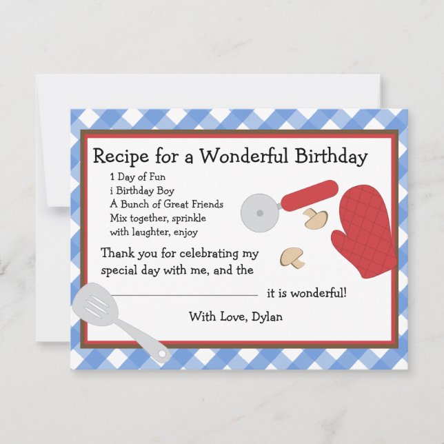 Pizza Party Merci note (Devant)