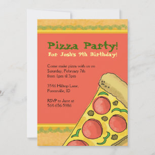 Pizza Party Thème Anniversaire Invitations