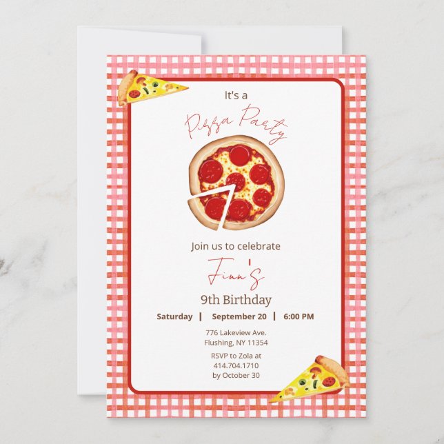 Pizza Party Tout âge Anniversaire Invitation (Devant)